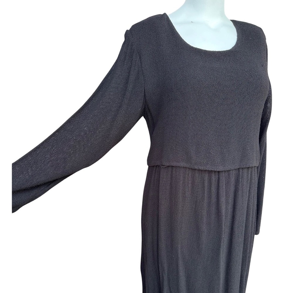 Beautifully Silhouetted Double Tiered, Double Layered Black Rayon Maxi Dress